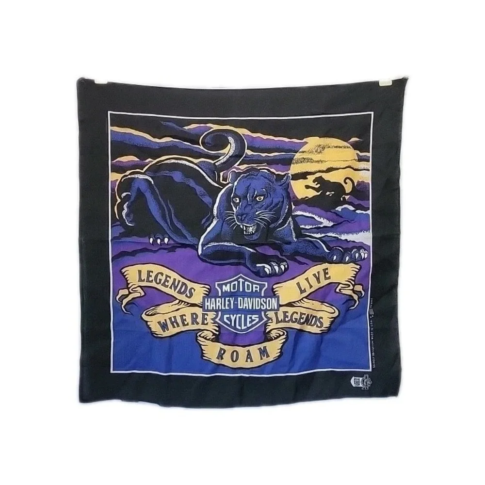 Vintage Official Harley Davidson Black Panther Legends Live Bandana Made In USA